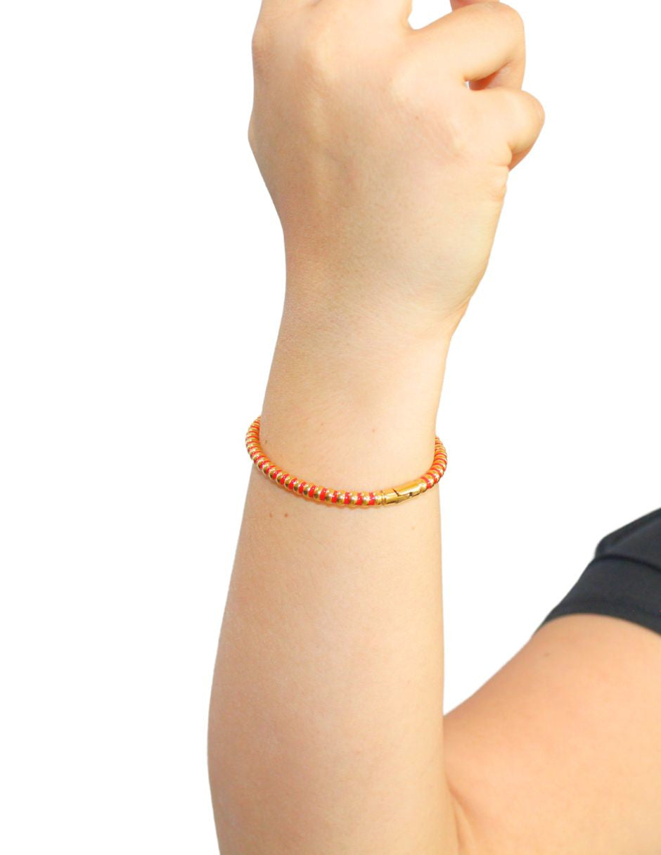 Brazalete Chapa Intercalado Rojo Dorado