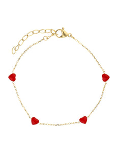 Pulso Pulsera Corazones Rojos