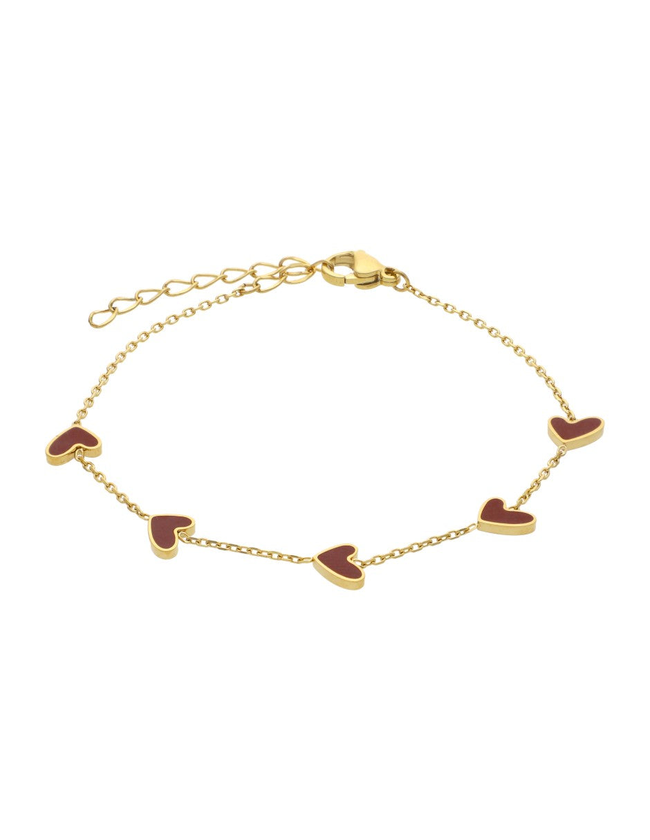 Pulso Pulsera Corazones Cafes