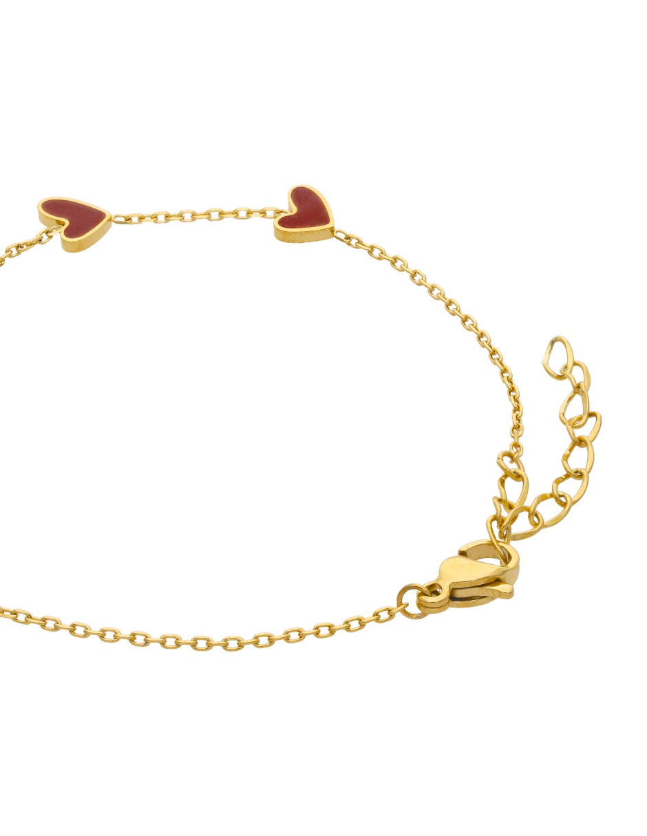 Pulso Pulsera Corazones Cafes