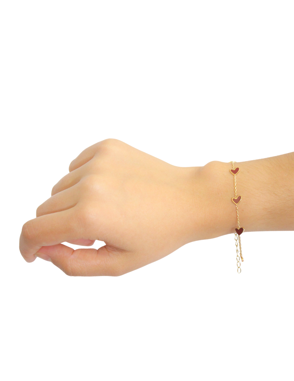 Pulso Pulsera Corazones Cafes