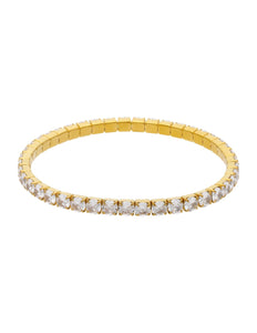 Pulsera Delgada Cristales Dorado