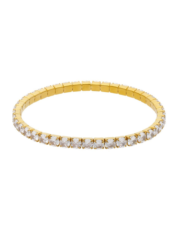 Pulsera Delgada Cristales Dorado