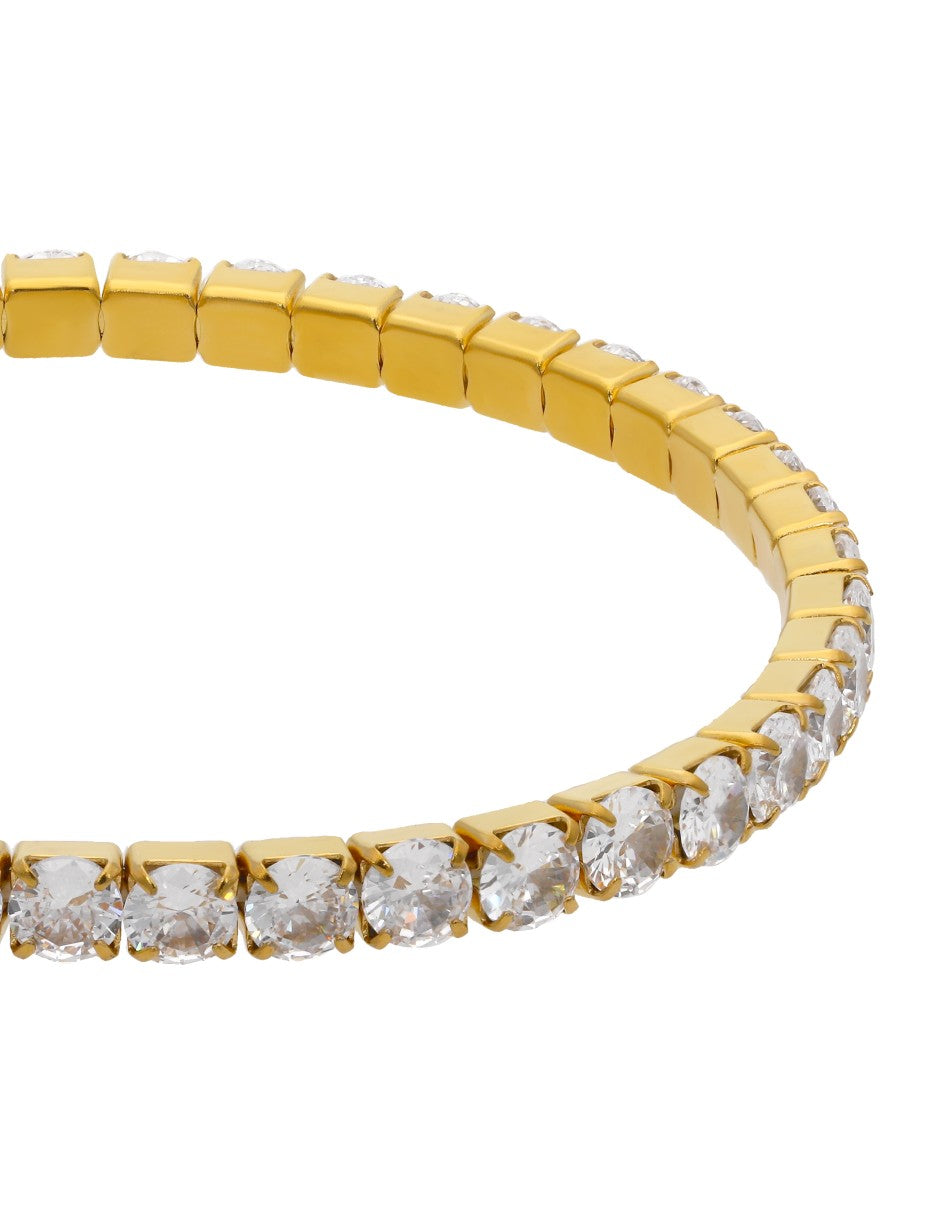 Pulsera Delgada Cristales Dorado