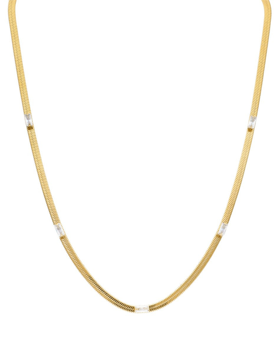 Collar Cadena Plana Detalles de Cristales