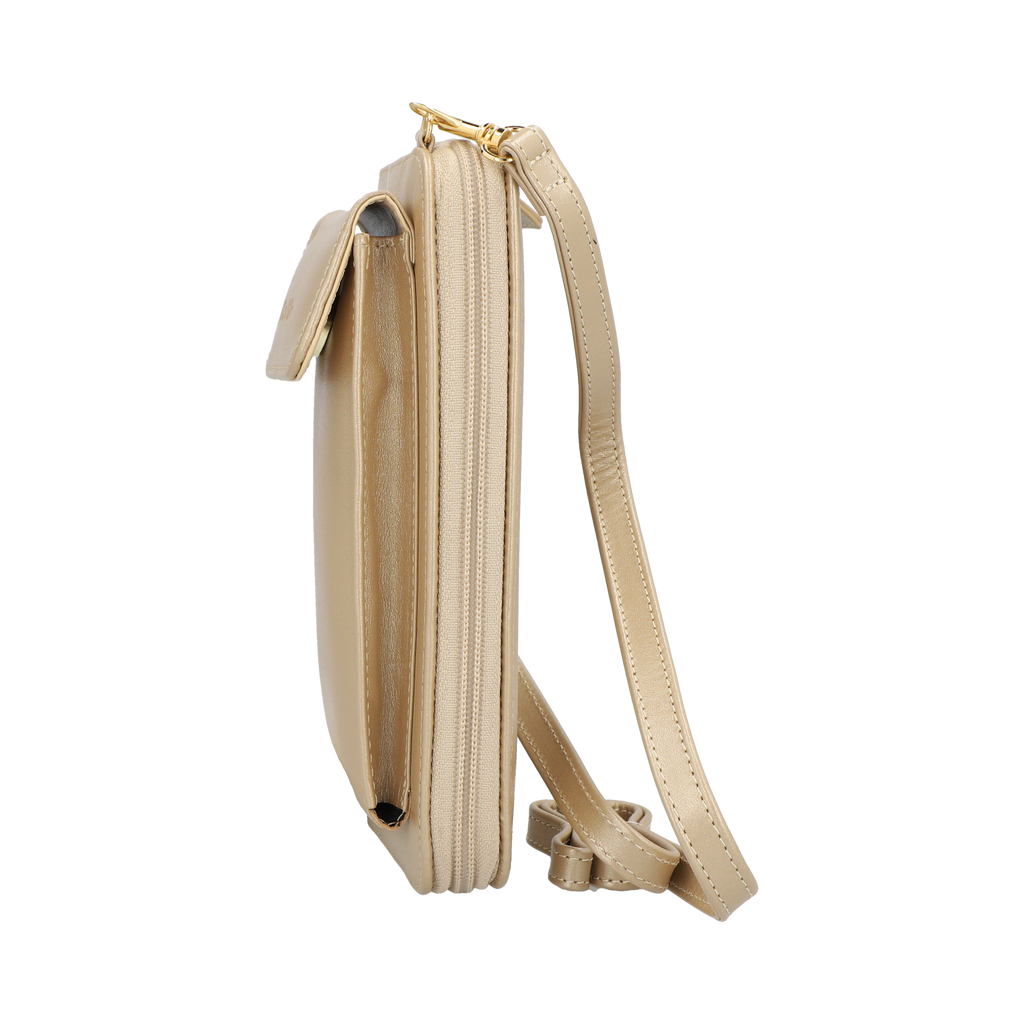 Crossbody Dua Mila Italia Piel Vertical Champagne