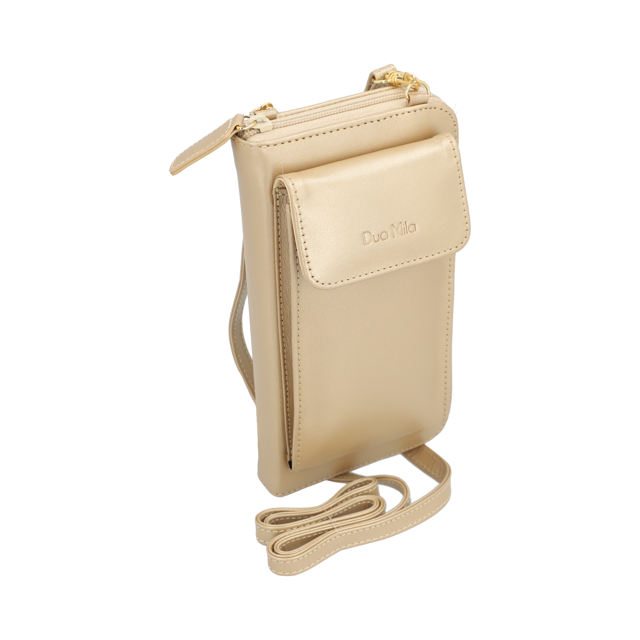 Crossbody Dua Mila Italia Piel Vertical Champagne