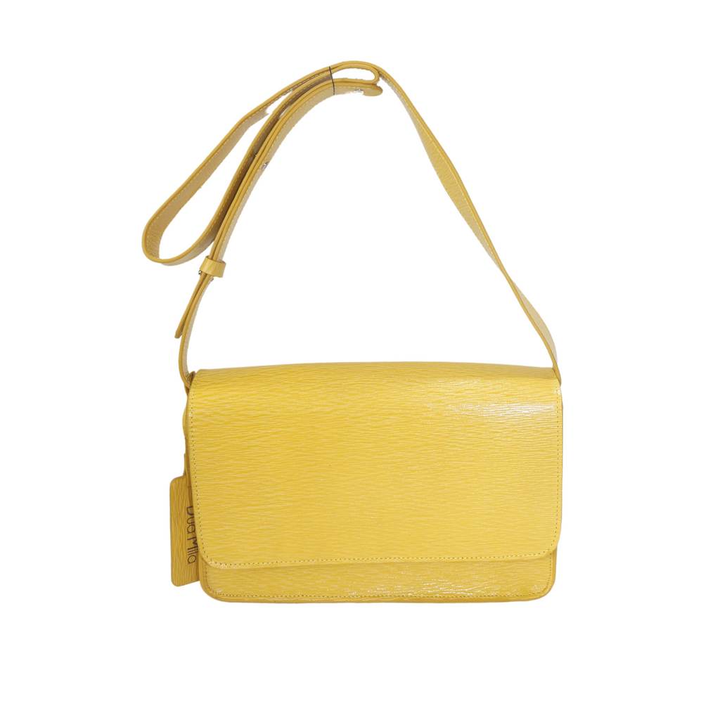 Crossbody Dua Mila Colección Cristina Piel Asa Larga Amarillo