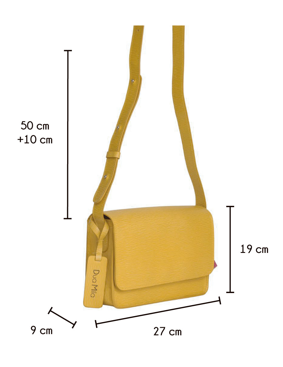 Crossbody Dua Mila Colección Cristina Piel Asa Larga Amarillo