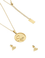 Collar y Aretes NUVI Redondo 3 Corazones Dorado