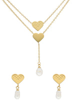 Collar y Aretes NUVI Doble Cadena Perlas