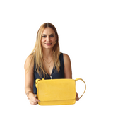 Crossbody Dua Mila Colección Cristina Piel Asa Larga Amarillo