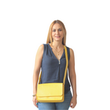 Crossbody Dua Mila Colección Cristina Piel Asa Larga Amarillo