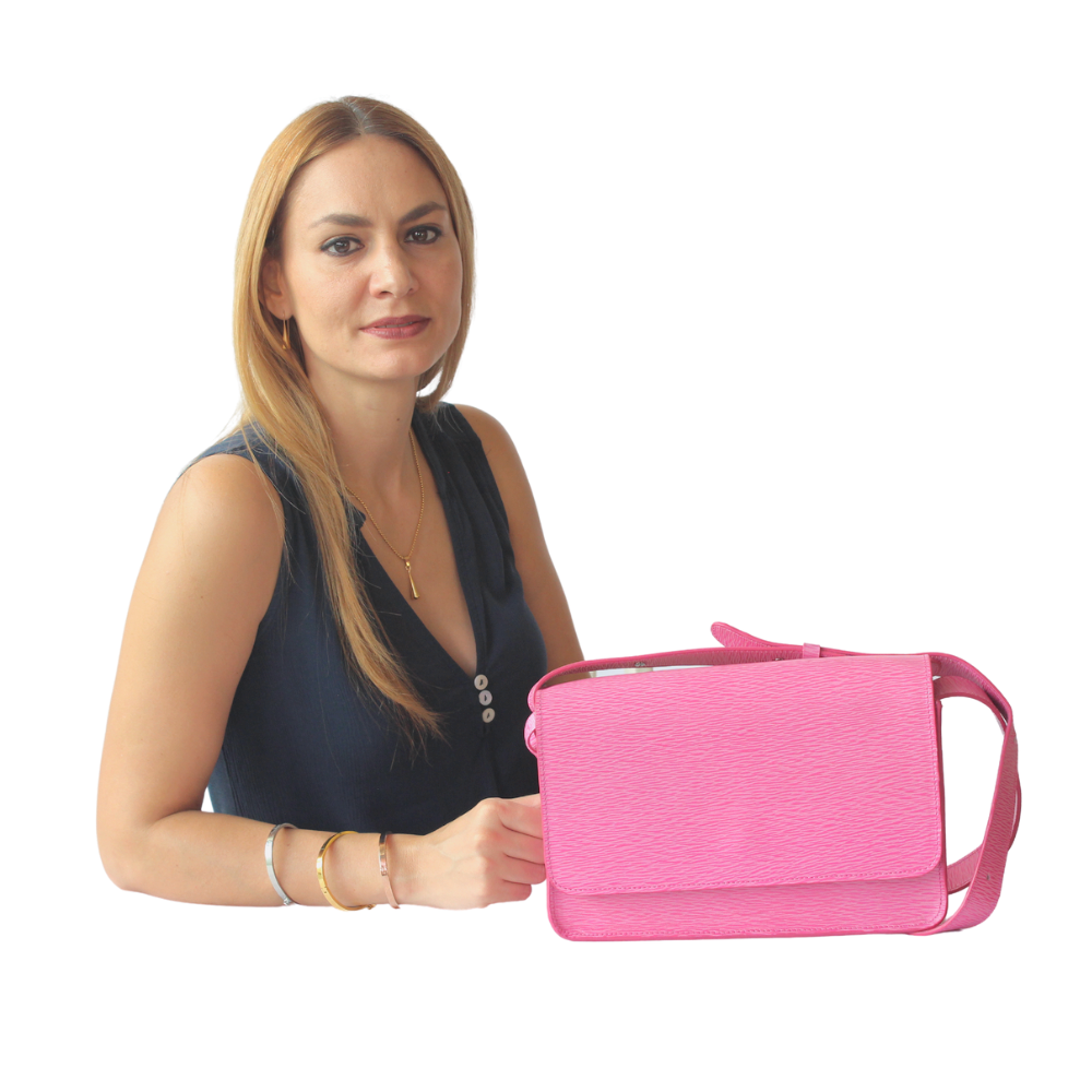 Crossbody Dua Mila Colección Cristina Piel Asa Larga Rosa